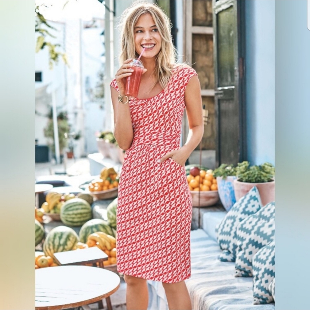 Boden Red and White Mini Dress